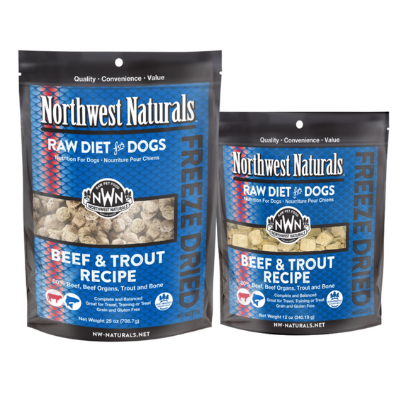 Northwest Naturals Beef & Trout Recipe Freeze Dried Nuggets for Dogs (Beef & Trout)