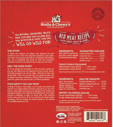 Stella & Chewy's Wild Weenies Grain Free Red Meat Recipe Freeze Dried Raw Dog Treats