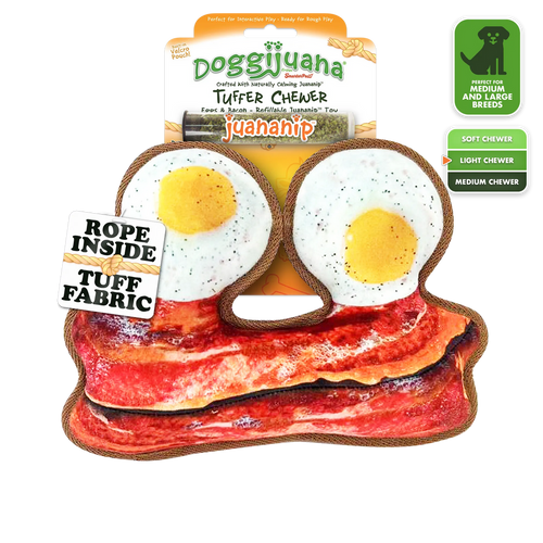 Doggijuana Tuffer Chewer Refillable Eggs and Bacon Toy