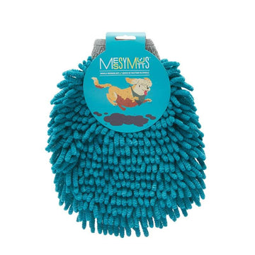 Messy Mutts Microfiber Chenille Dog Grooming Mitt (Blue)