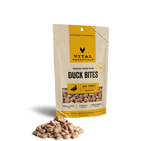 Vital Essentials Freeze Dried Raw Duck Bites Dog Treats