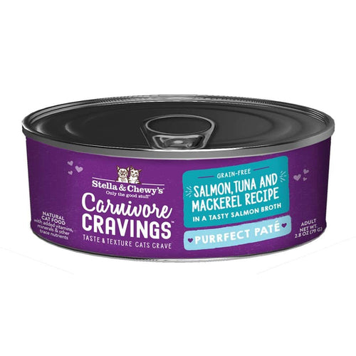 Stella & Chewy's Carnivore Cravings-Purrfect Pate Salmon, Tuna & Mackerel Pate Recipe in Broth (5.2-oz)
