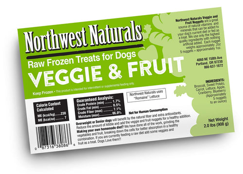 Northwest Natural Nuggets Fruits and Veggies Raw Frozen Treats For Dog (2 lbs)