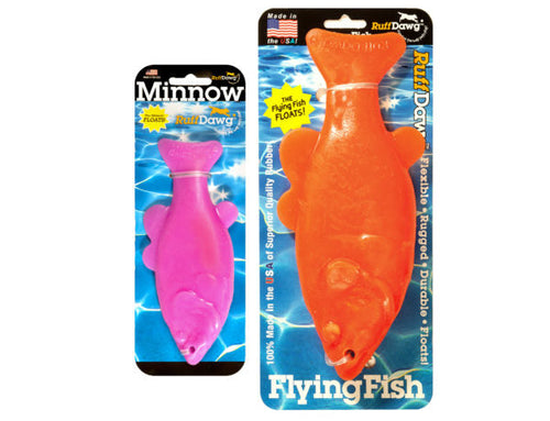 Ruff Dawg Flying Fish/Minnow Rubber Retrieving Dog Toy (Assorted Colors)