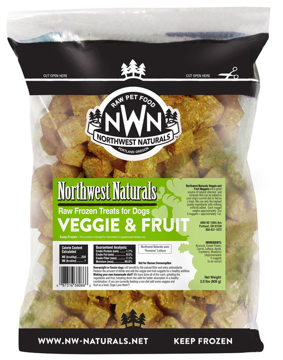 Northwest Natural Nuggets Fruits and Veggies Raw Frozen Treats For Dog (2 lbs)