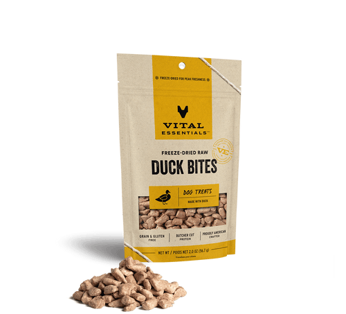 Vital Essentials Freeze Dried Raw Duck Bites Dog Treats (2 Oz)
