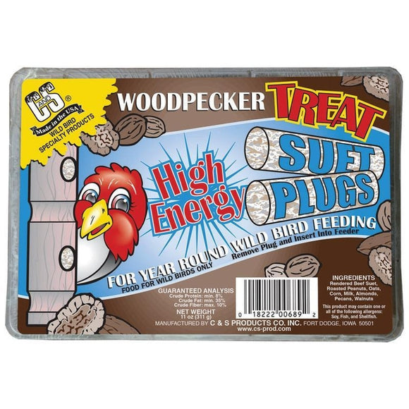 C&S Woodpecker Treat Suet Plugs (12 oz Single)